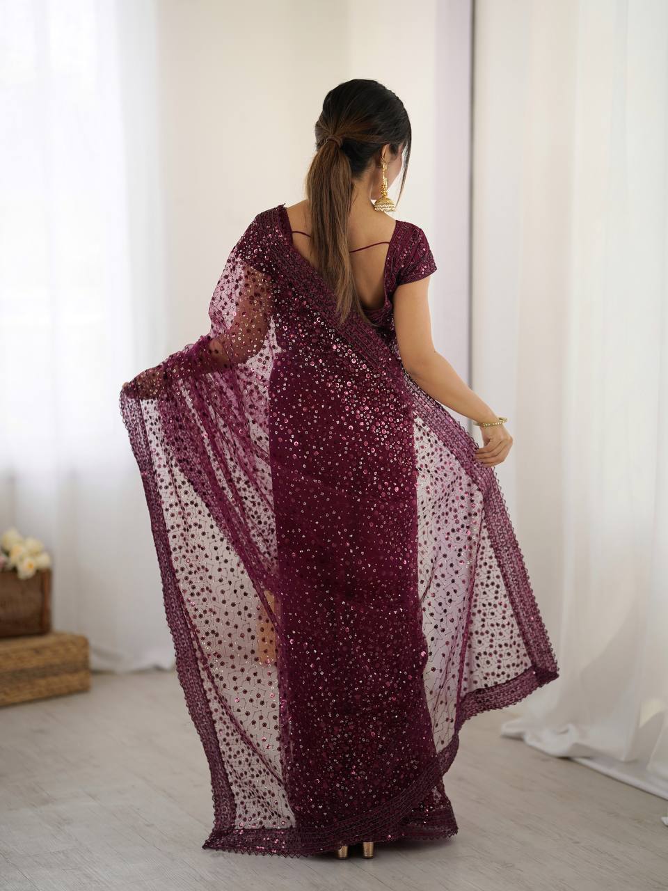 β¨ Glitter & Glamour Net Saree Set β Perfect for Festive & Party Looks β¨